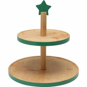 Bambuszos süteményes tálca 2 emeletes, zöld kép