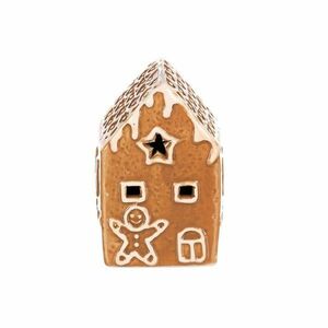 Karácsonyi dekoráció Mézeskalács házikó LED-esvilágítással, kerámia, 9 cm kép