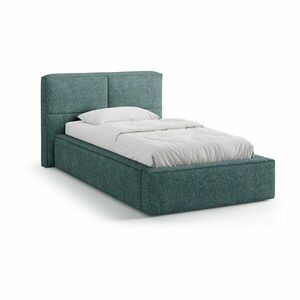 Türkiz kárpitozott ágyneműtartós egyszemélyes ágy ágyráccsal 90x200 cm Darren – Micadoni kép