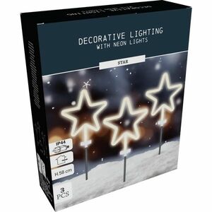 Karácsonyi LED kültéri világítás Neon csillag, 3db, magasság 58 cm kép