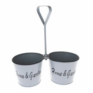 Home and Garden fém kaspó 2 virágtartóhoz, szürke, 24 x 27 x 11, 5 cm kép