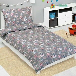 Bellatex Gyermek pamut ágynemét Junior Unicorn, hattyú szürke, 140 x 200 cm, 70 x 90 cm kép
