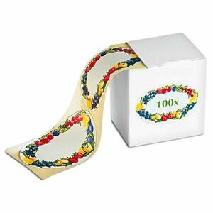 Öntapadós címkék tárolóban gyümölcsmotívummal, 100 db kép