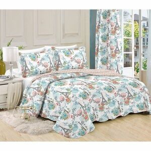 Eiffel-torony virágokkal ágytakaró, 140 x 200 cm, 1 db 50 x 70 cm, 140 x 200 cm kép