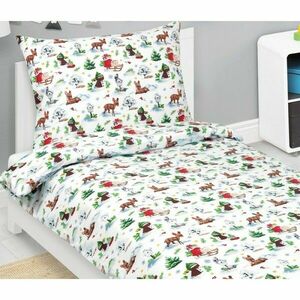 Bellatex Állatok az erdőben Karácsonyi pamut ágyneműhuzat, 140 x 200 cm, 70 x 90 cm kép