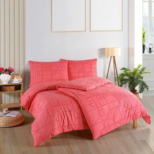 BedTex pamut ágynemő Geo Sunset Coral, 220 x 200 cm, 2 db 70 x 90 cm, 220 x 200 cm, 2 db 70 x 90 cm kép
