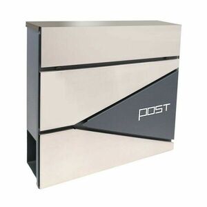 Postafiók 371 x 362 x 105 mm, cink + rozsdamentesacél, újságnyílással kép