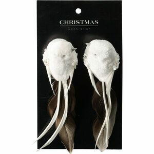 Karácsonyi díszek szett Ptáček, fehér, 14x4x4cm, klipszel, 2 DB-os szett kép