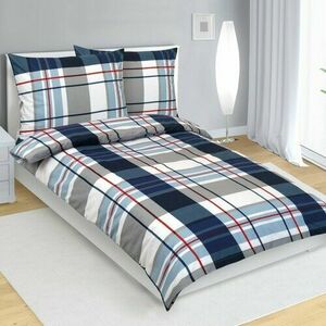 Bellatex Pamut ágynemét Kockás kék, szürke, 140 x 200 cm, 70 x 90 cm kép