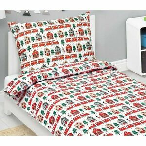 Bellatex Vonatok karácsonyi pamut ágyneműhuzat, 140 x 200 cm, 70 x 90 cm kép