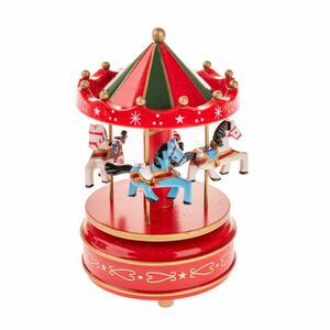 Játék körhinta lovakkal, 18 cm, piros kép