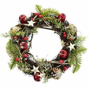 Mele karácsonyi rattan koszorú, 30 cm kép
