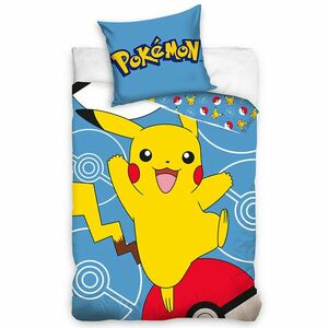 Carbotex Pokémon Pikachu és Pokéball gyermekágynemű, 140 x 200 cm, 70 x 90 cm kép