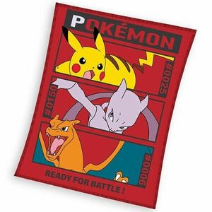 Carbotex Gyermek takaró Pokémon Pikachu MewToo és Charizard, 110 x 140 cm kép