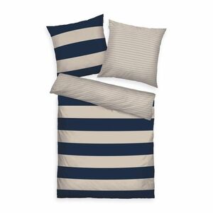 Tom Tailor Dark Navy & Sunny Sand pamut ágyneműhuzat, 135 x 200 cm, 80 x 80 cm kép