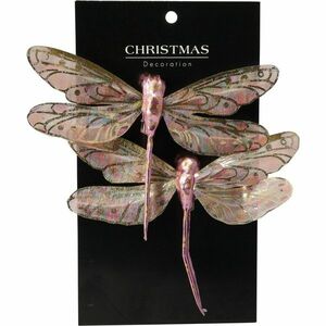 Karácsonyi díszek szett Szitakötő rózsaszín, 13, 5cm, 2 db kép