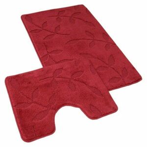 Kvalitex Levelek fürdőszoba szőnyeg szett bordó, 60 x 100 cm, 60 x 50 cm kép