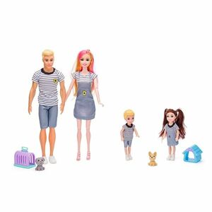 Woody 90621 Babák család házikedvencekkel, 30 cm kép
