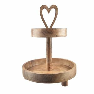 InDecor Dekoratív állvány mangófából Szív 2emeletes, 30 x 30 x 42 cm kép