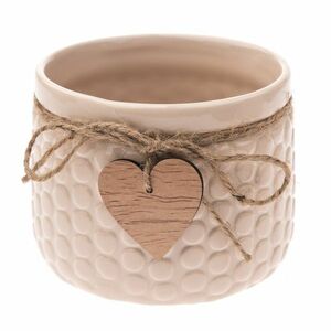 Heart kerámia virágtartó kaspó, bézs, , 9, 7 x 12 cm kép