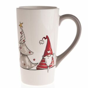 Manó és rénszarvas karácsonyi kerámiabögre, 580 ml, szürke kép