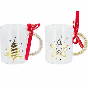 2 db Golden Xmas karácsonyi üvegbögrék 300 ml kép