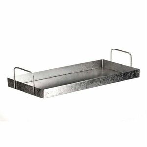 Fém tálca fogantyúval, téglalap alakú, ezüst, 36 x16 x 7 cm kép