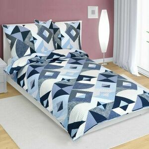 Bellatex Pamut ágynemő Geometria kék, 140 x 200cm, 70 x 90 cm kép