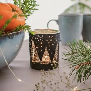 Altom Golden Christmas tree Üveg gyertyatartófekete, átmérő 9 x 10 cm kép