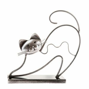 Fém macska állva, talapzaton, 28 cm kép