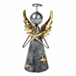 Fém díszítő angyal csillaggal, 12, 5 cm kép