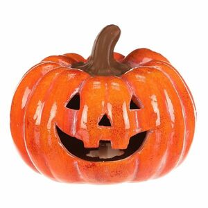 Őszi LED dekoráció Arcú tök, 15 x 15 x 12 cm, kerámia kép