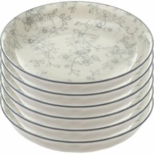 6 db mély tányér szett Finom virágok 20 cm, szürke kép