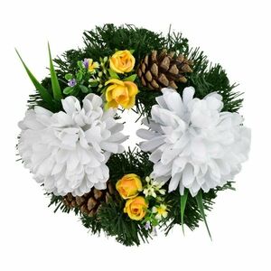 Halottak napi koszorú Fehér krizantémok, 20 cm kép