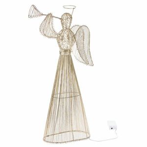 Karácsonyi világító angyal trombitával, 53 cm, 40 LED, fém kép