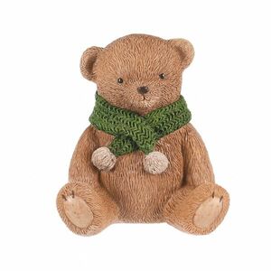 Dekoráció Medve zöld sállal, polirezín, 10 cm kép