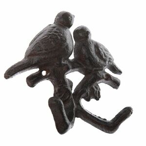 Öntöttvas akasztó Madarak ágon, fekete, 12 x 13 cm kép