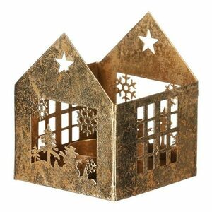 Fém gyertyatartó Domeček, arany, 8 x 8 x 10 cm kép