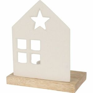 Házikó csillaggal dekoratív gyertyatartó, fehér, 13 x 19 x 8 cm kép