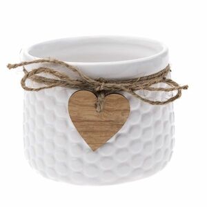 Heart kerámia virágtartó kaspó, fehér, 11 x 8, 8 x 8 cm kép