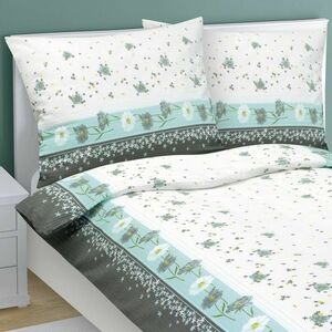 Bellatex Virág krepp ágyneműhuzat türkizkék, 140 x 200 cm, 70 x 90 cm kép