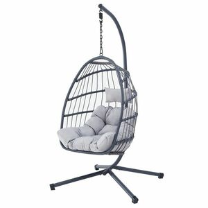 Autronic Függőfotel, fém, polirattan, szürke, AZ-V 1269GREY kép