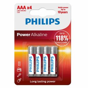 Philips AAA 1, 5 V Power Alkaline elem, 4 db kép