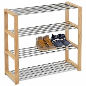 Cipőtartó állvány 4 szintes, natúr, 80 x 30 x 73cm, 4 emelet kép
