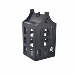 InDecor Fém gyertyatartó Domeček fekete, 10 x 10 x19 cm kép