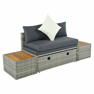 Kerti rattan szett DEBRA, szürke/természetes/krém kép