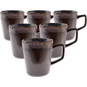 6 darabos kerámia bögrés készlet Rustik 410 ml, sötétbarna kép