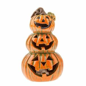 Őszi kerámia dekoráció Három arcú tök, 9 x 15 cm kép