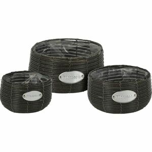 Flowers kerek virágtartó kaspó készlet, antracit, 3 db-os kép