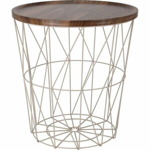 Tároló drótasztal MDF lappal 37 x 39 cm, bézs kép